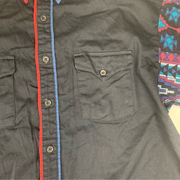 Panhandle Slim mens XL 17.5 western button down shirt Aztec long sleeve blue pur - Picture 7 of 10